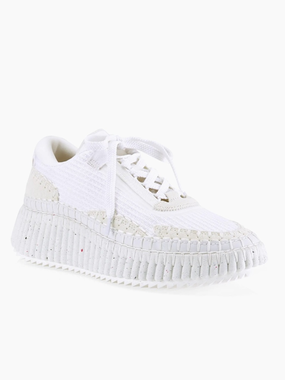 Chloé Nama White x Mixed Media Platform Sneakers – Like New - Size 37